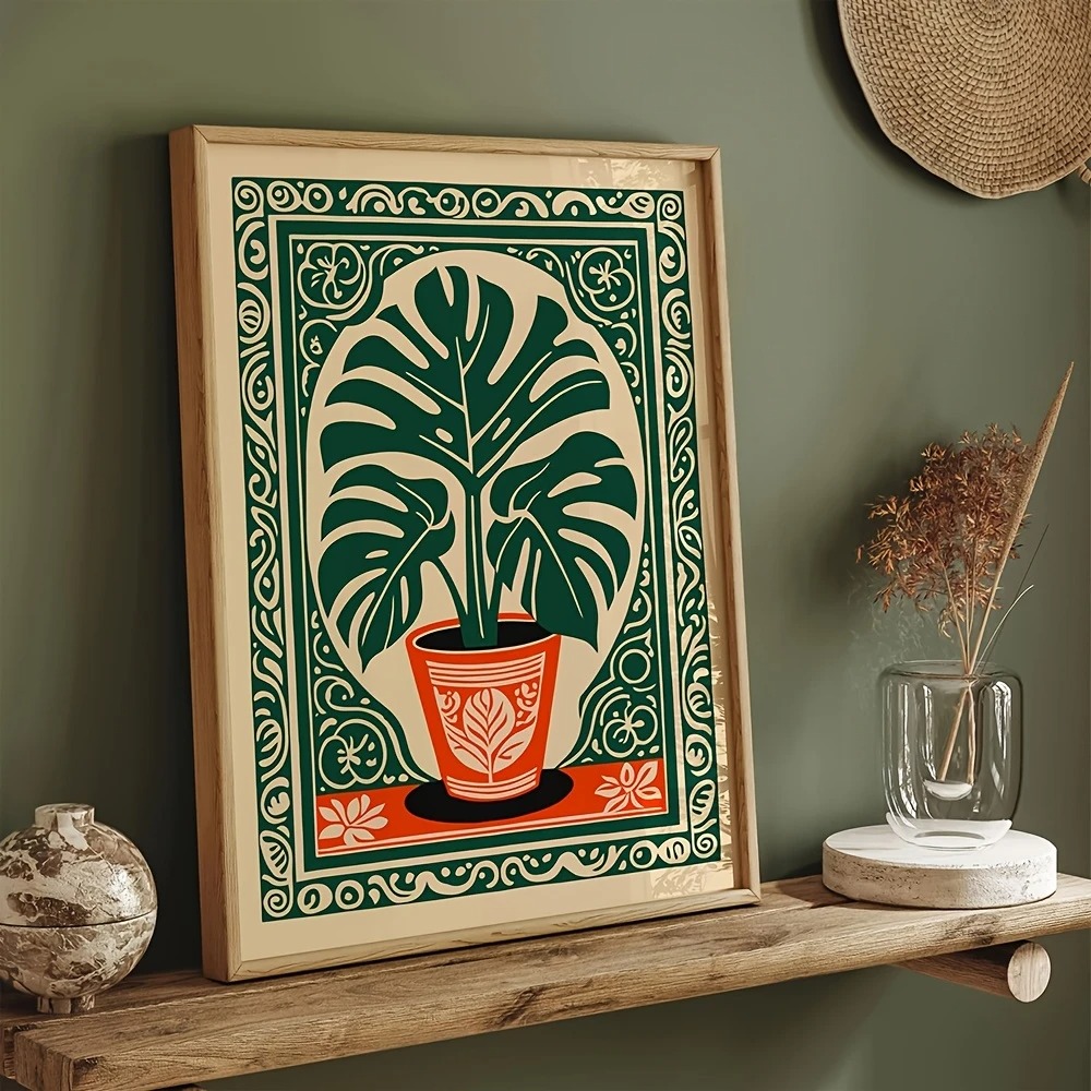Live Plant Fertilizer - Boheemse Monstera Plant Canvas Print Retro