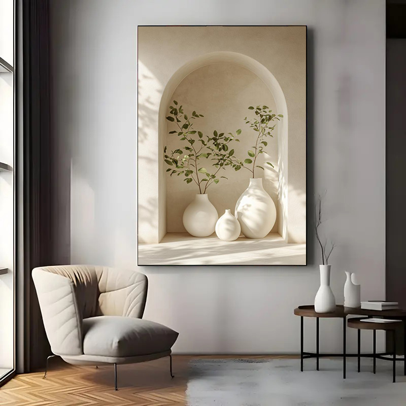 Live Plant Fertilizer - Grote frameloze canvas kunstprint moderne vaas