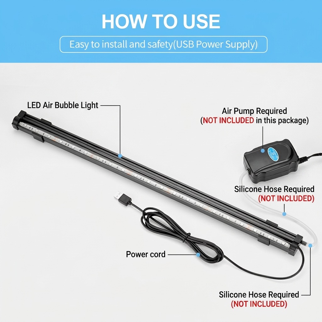 USB LED Aquarium Luchtbellenli - Aquarium Fish Light Lamp recensie en prijs